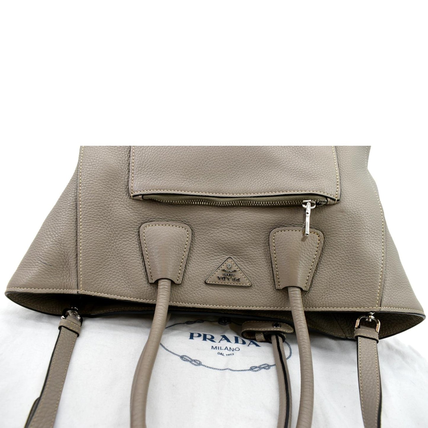 Prada Tote Shoulder Bag Leather Tan