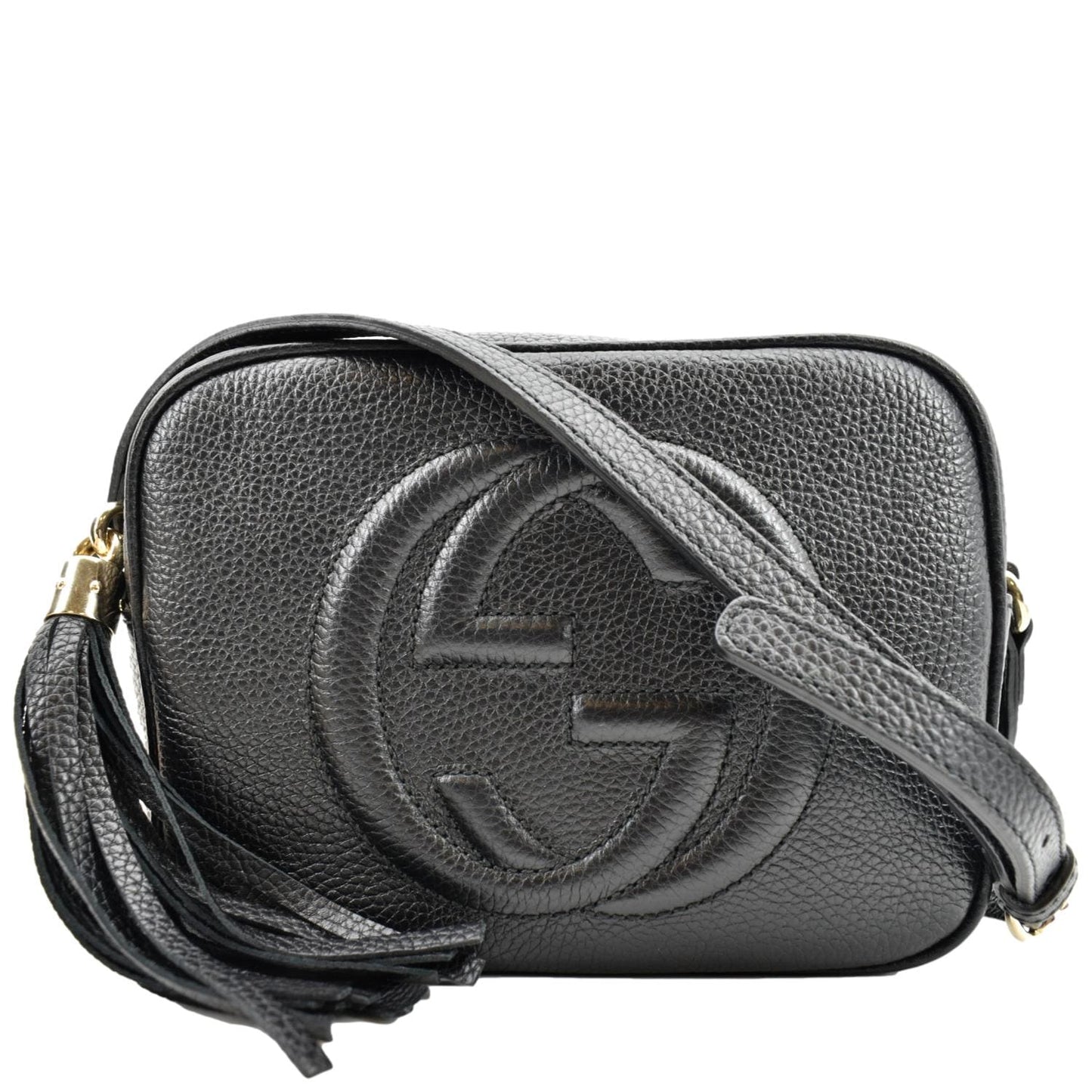 Gucci Soho Disco Pebbled Crossbody Bag Leather Black Black 308364