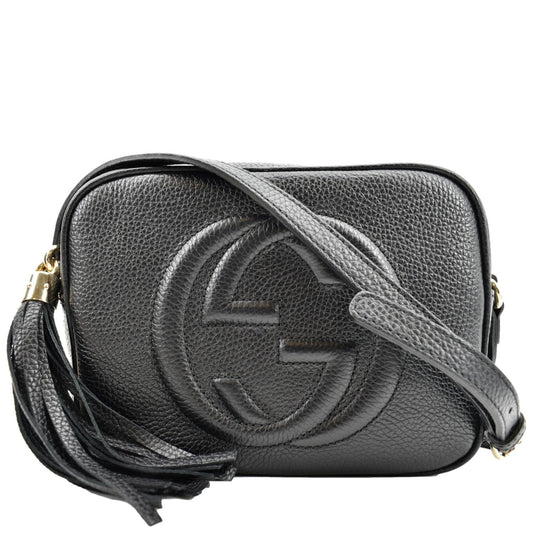 Gucci Soho Disco Pebbled Crossbody Bag Leather Black Black 308364