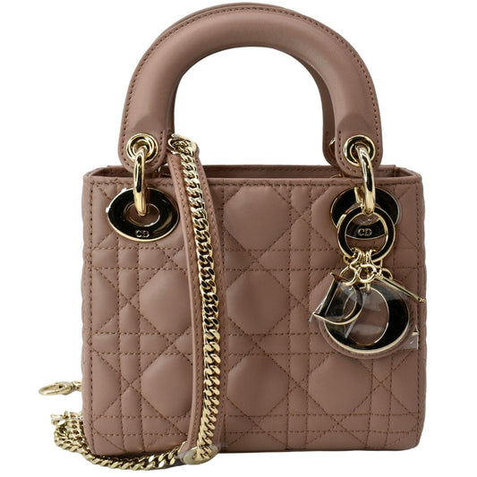 Dior Lady Cannage Calfskin Shoulder Bag Blush Leather Mini