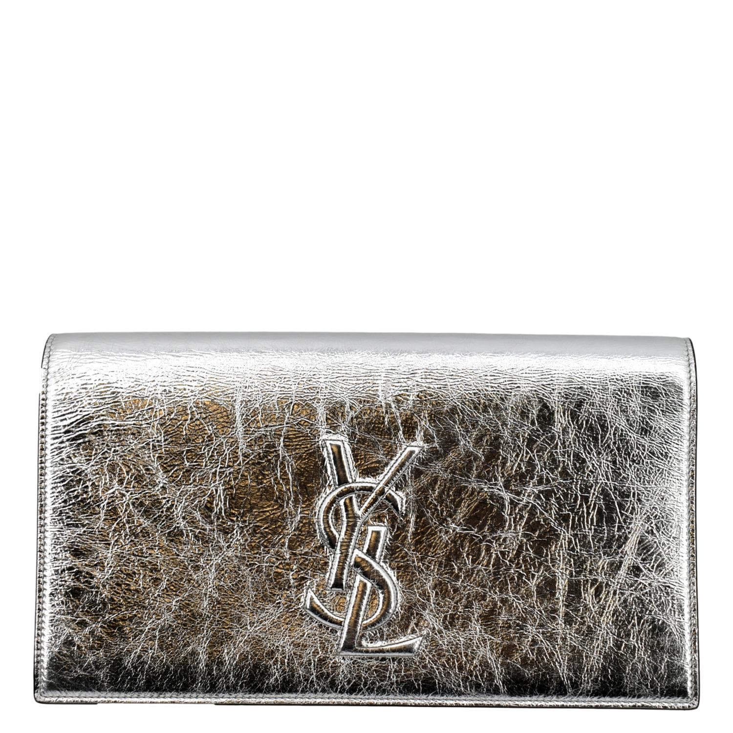 YSL Saint Laurent Saint Belle De Jour Clutch Bag Leather Silver