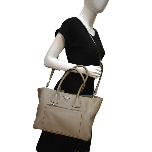 Prada Tote Shoulder Bag Leather Tan