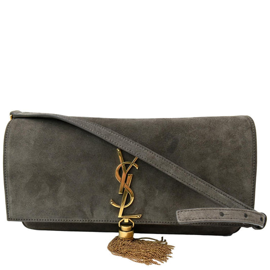 YSL Saint Laurent Yves Kate Shoulder Bag Dark Suede Brown