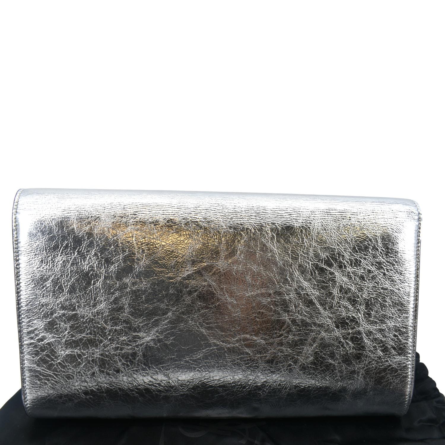 YSL Saint Laurent Saint Belle De Jour Clutch Bag Leather Silver