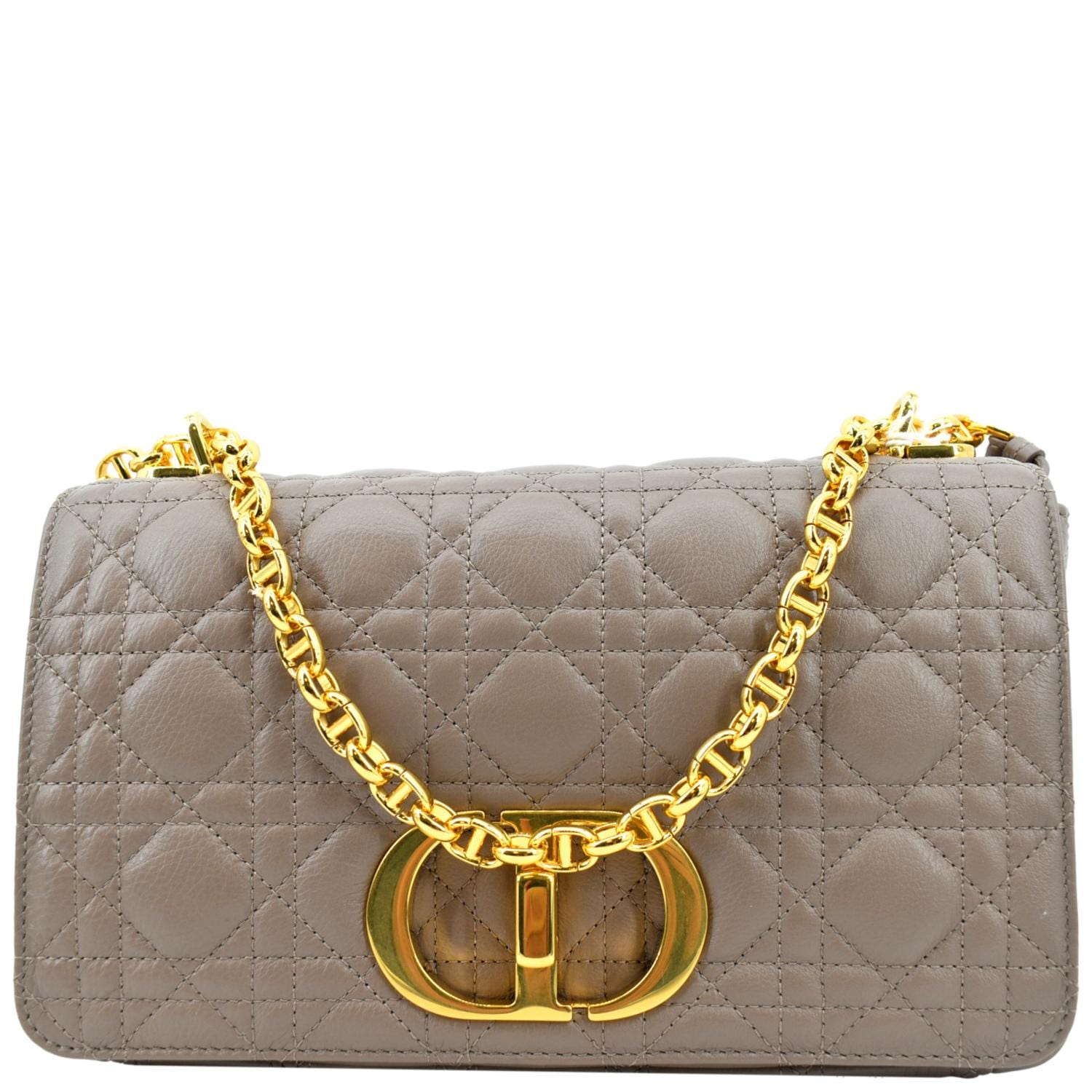Dior Caro Iridescent Shoulder Bag Metallic Leather Pink