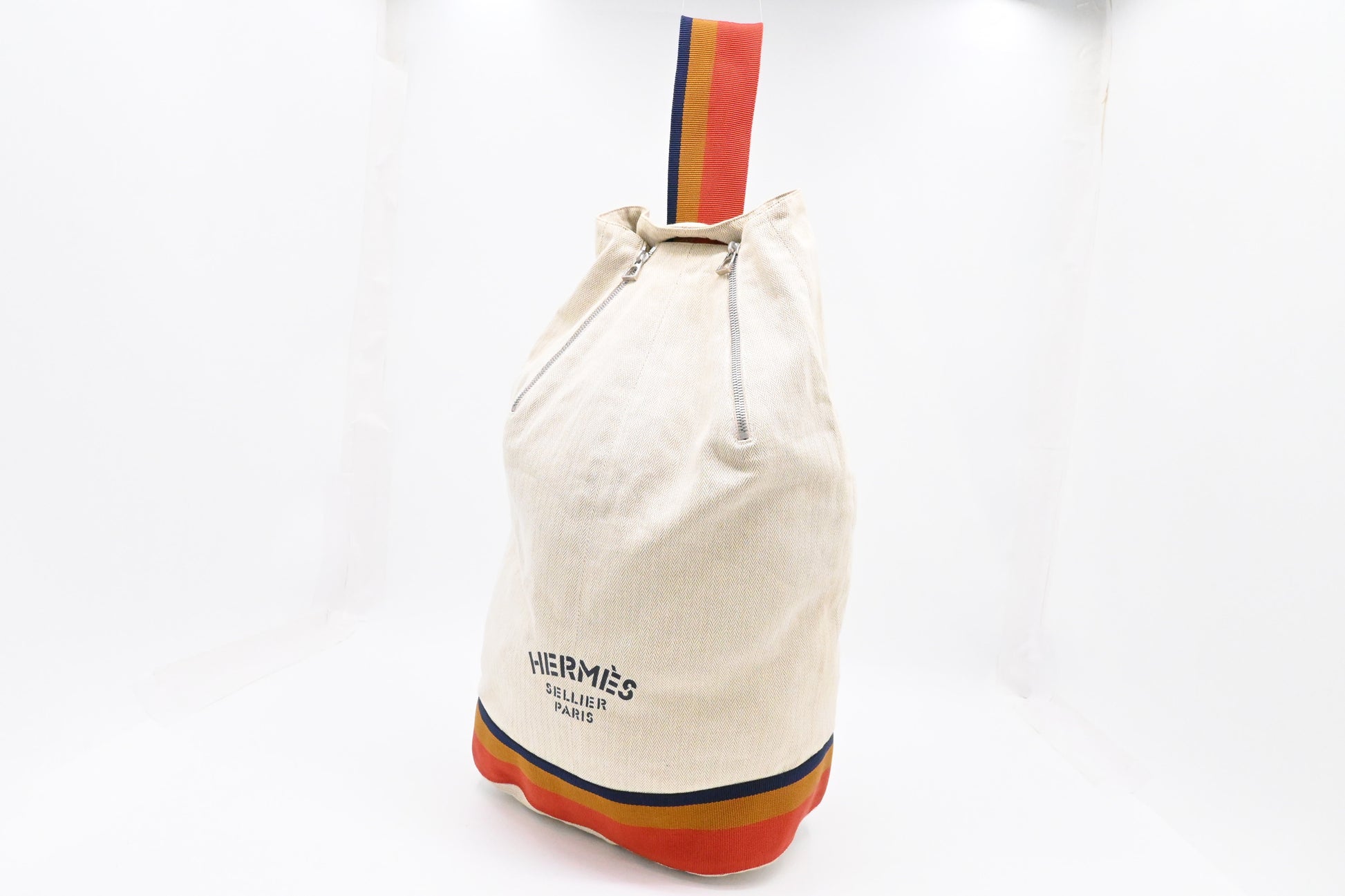 Hermes Cavalier Marine Bag In Canvas Beige Travel Bag
