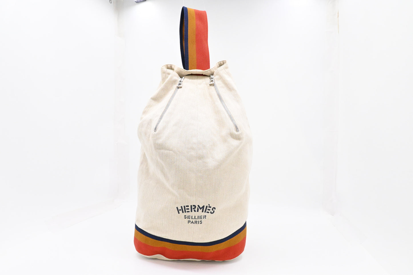 Hermes Cavalier Marine Bag In Canvas Beige Travel Bag