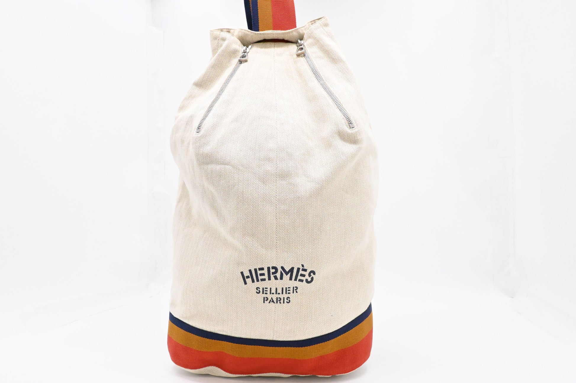 Hermes Cavalier Marine Bag In Canvas Beige Travel Bag