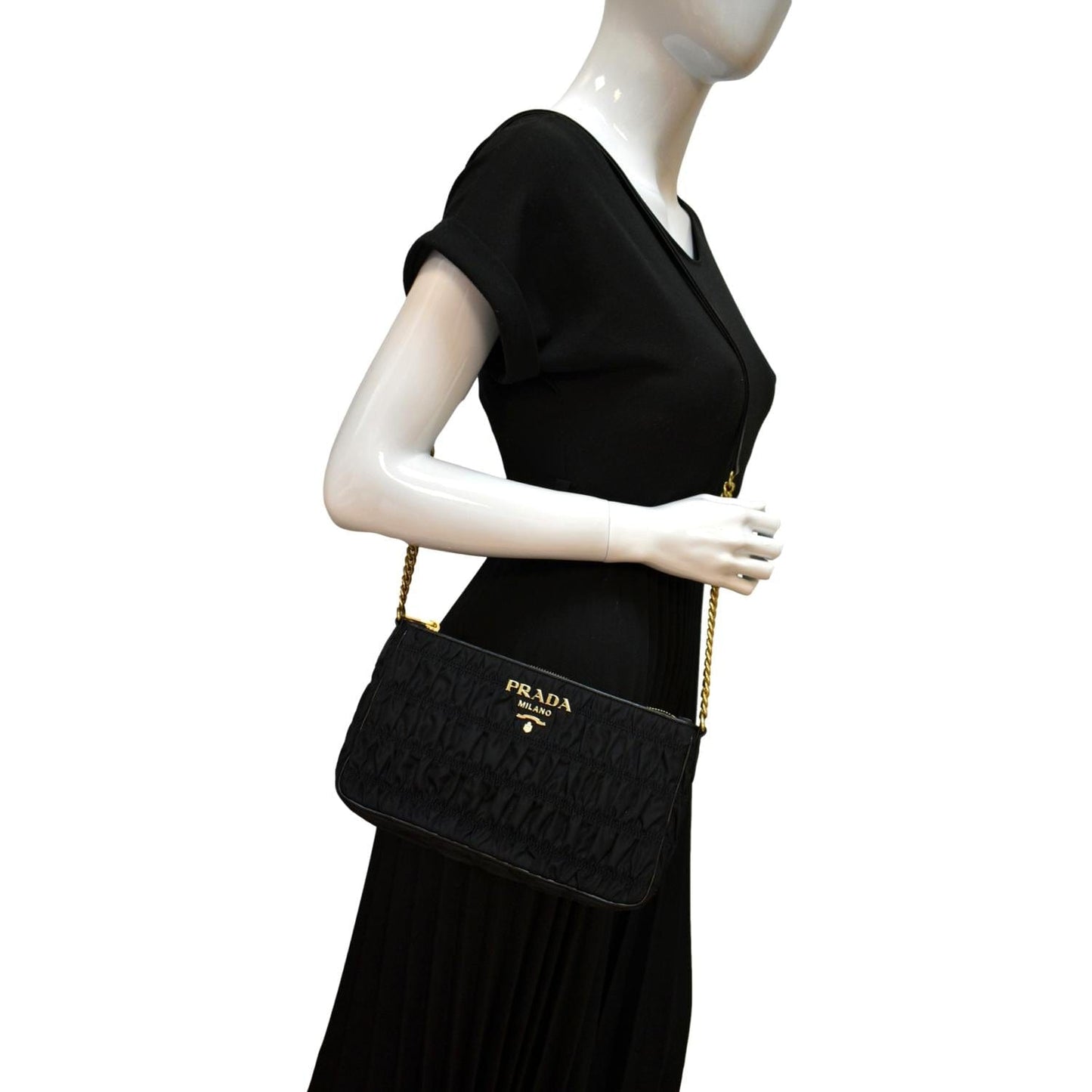 Tessuto Gaufre Shoulder Bag Nylon Black