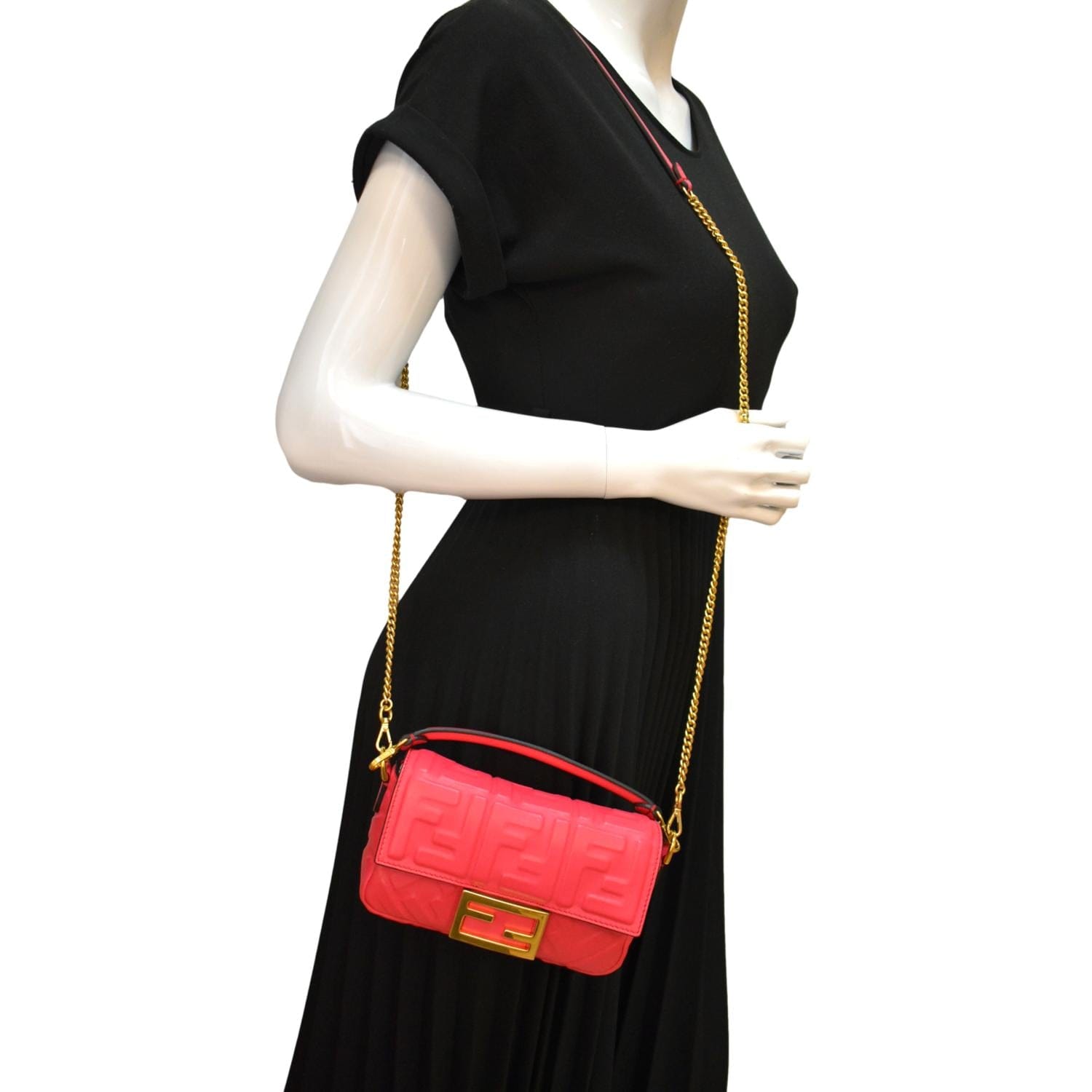 Fendi Baguette Nappa Crossbody Bag Leather Red Shoulder Bag