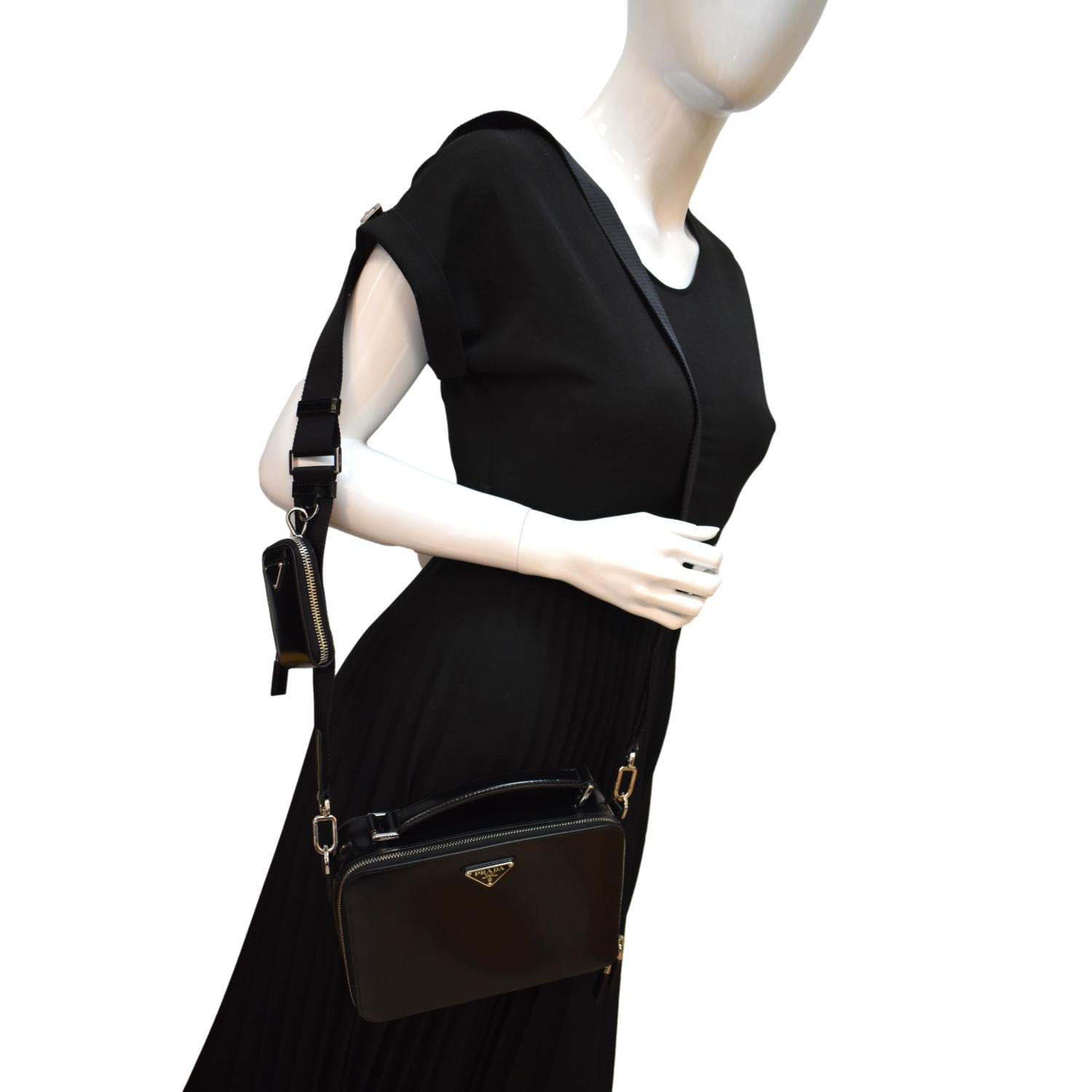 Brique Patent Crossbody Bag Leather Black