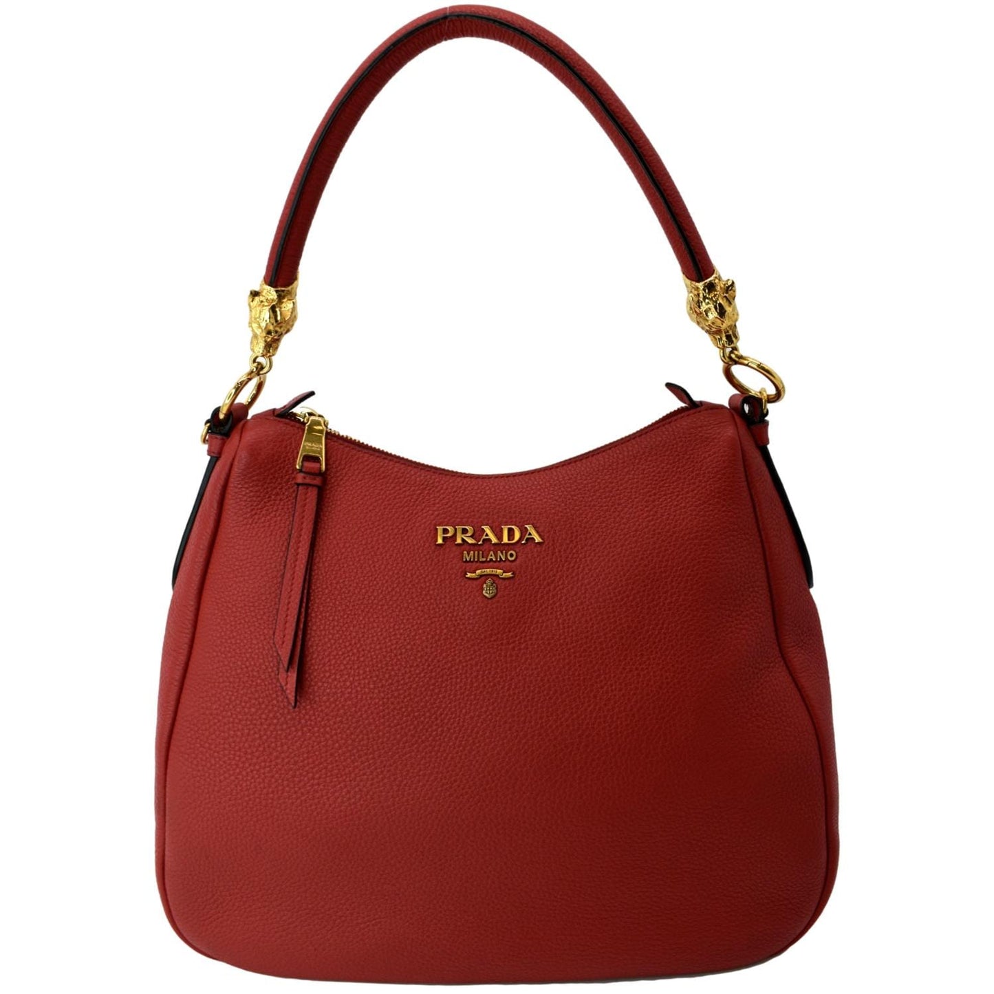 Vitello Daino Hobo Bag Leather Red Travel Bag