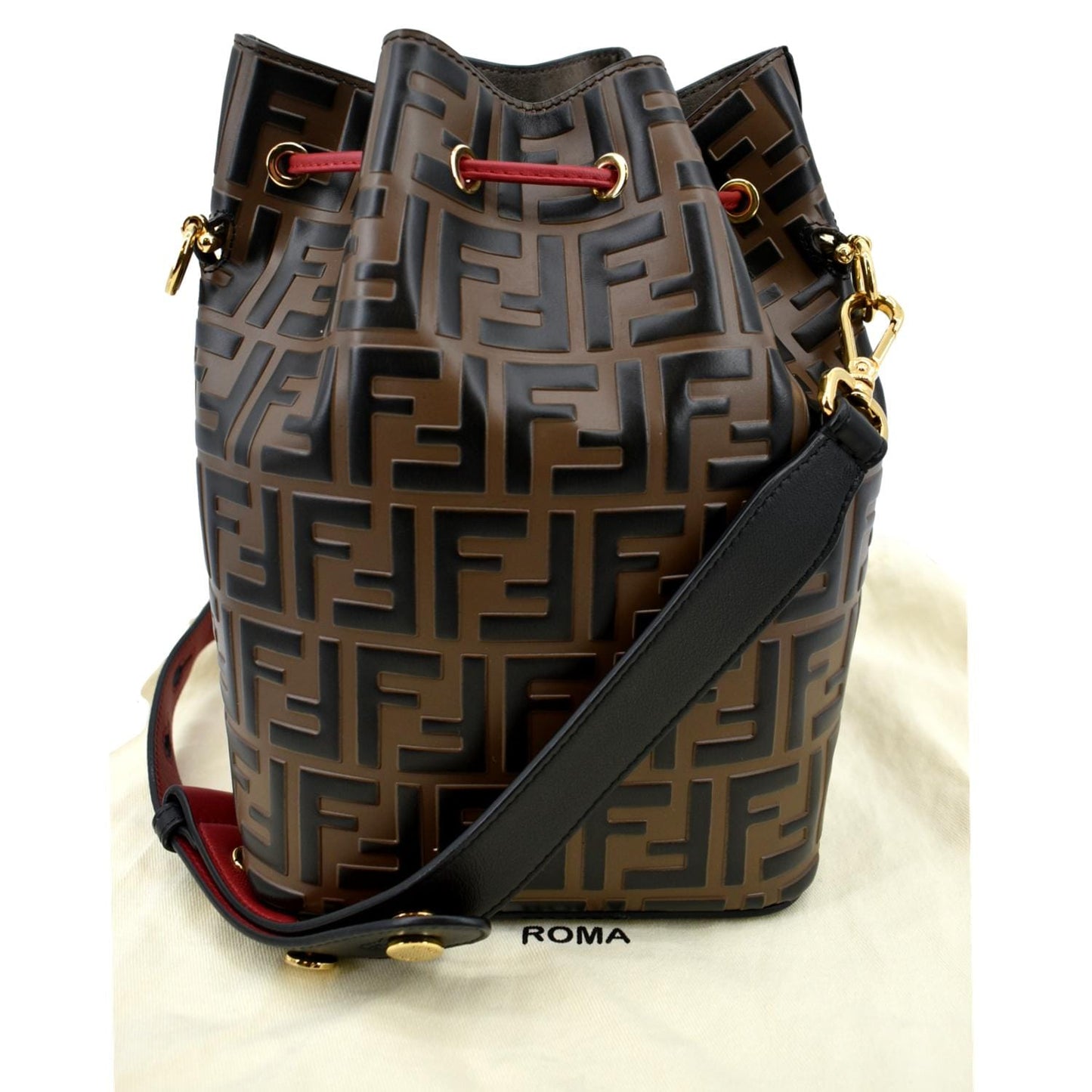 Fendi Mon Tresor Drawstring Ff Bag Canvas Multicolor Bucket Bucket Bag
