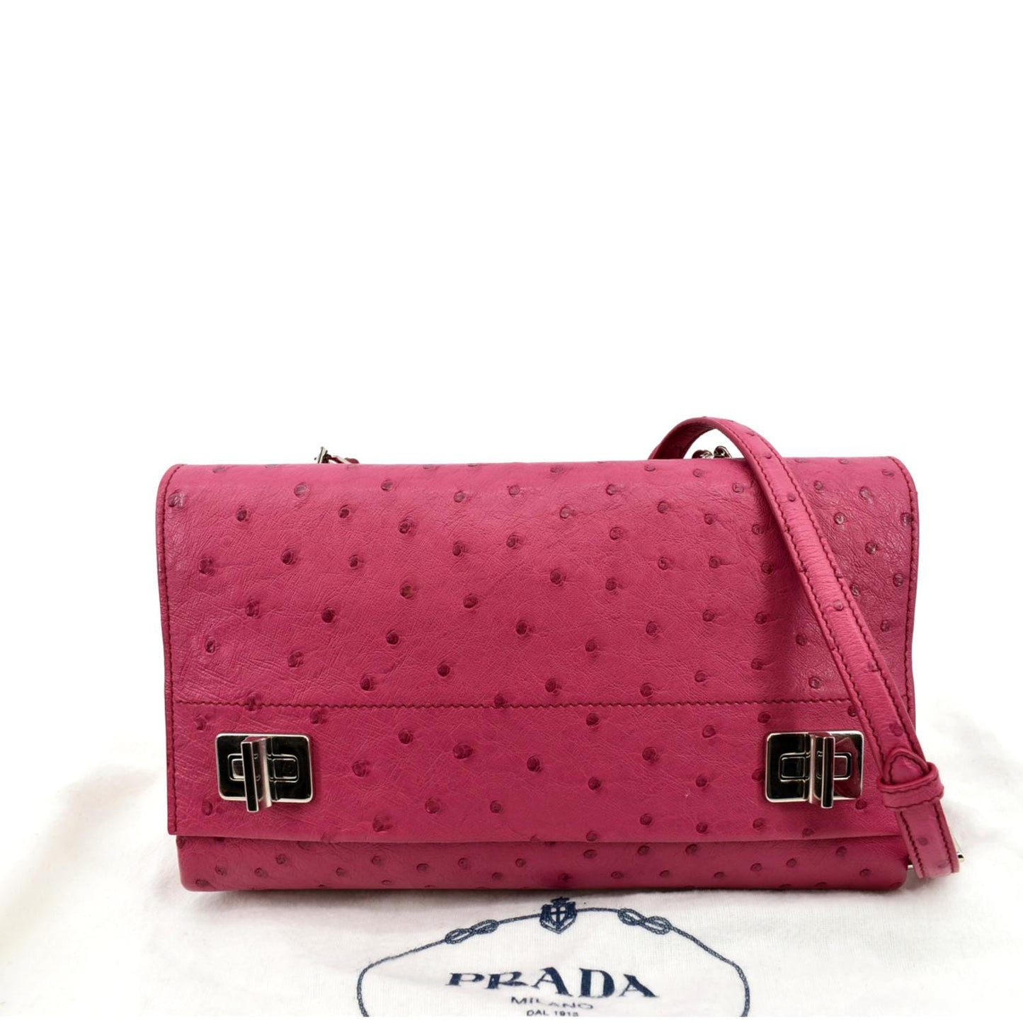Prada Shoulder Bag Leather Pink Chain