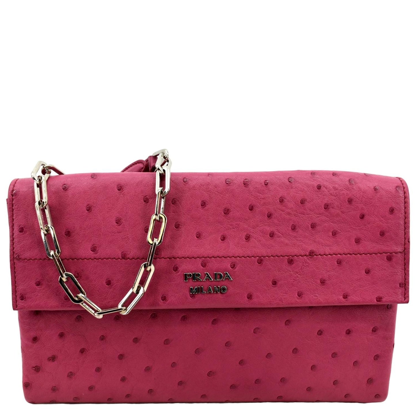Prada Shoulder Bag Leather Pink Chain
