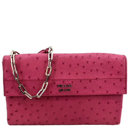Prada Shoulder Bag Leather Pink Chain