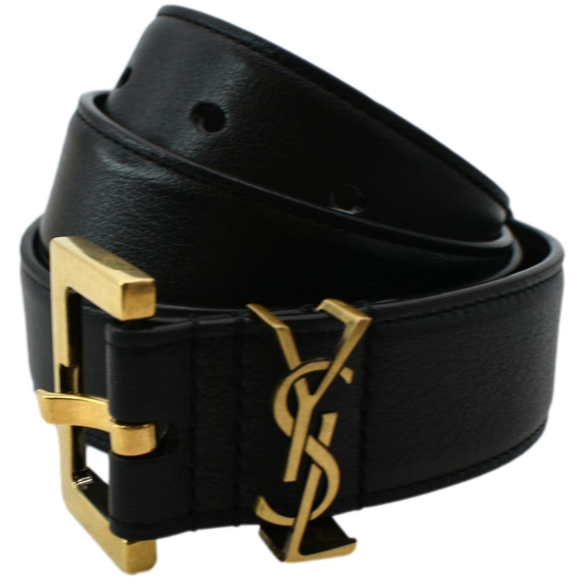 YSL Saint Laurent Yves Belt Handbag Leather Monogram Black