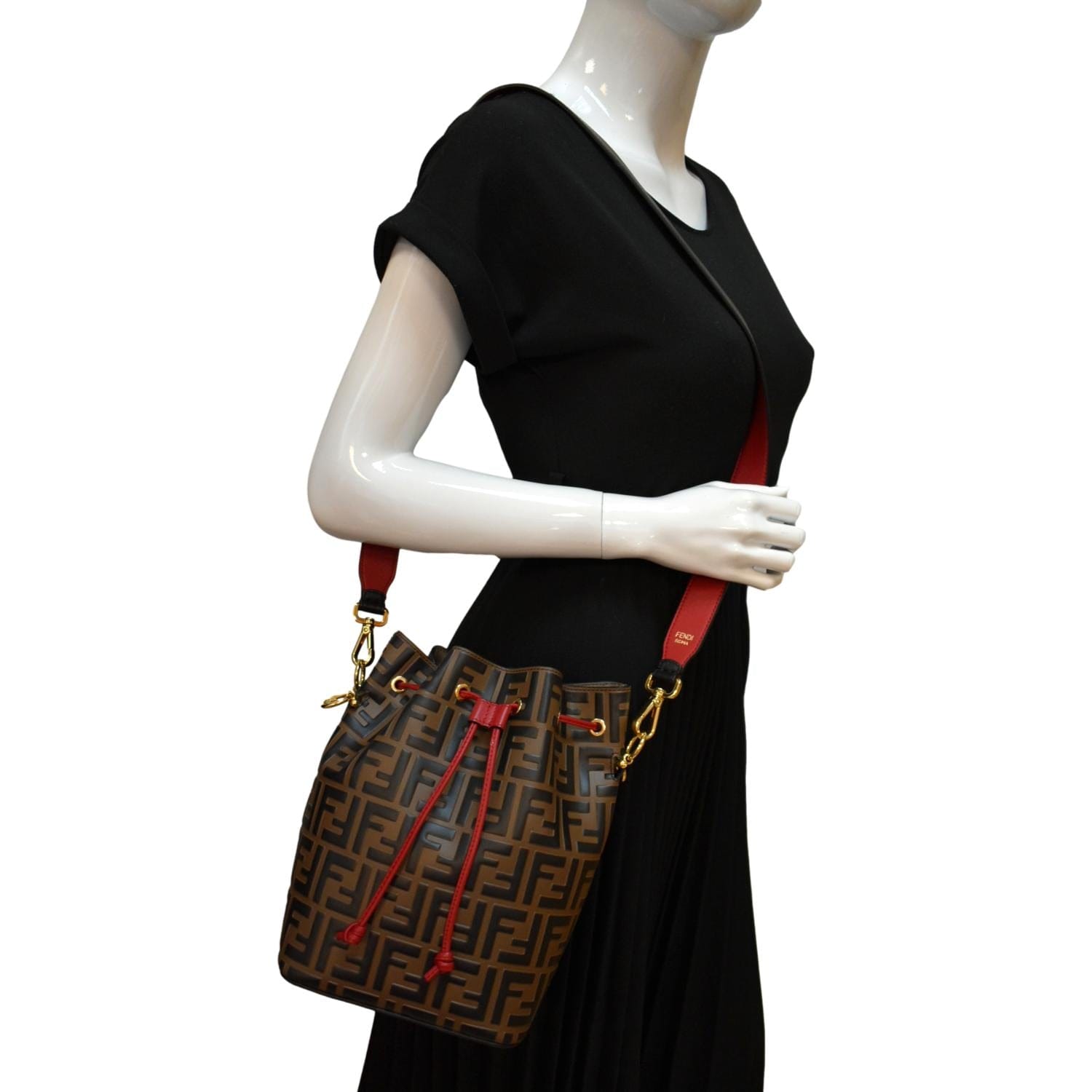 Fendi Mon Tresor Drawstring Ff Bag Canvas Multicolor Bucket Bucket Bag