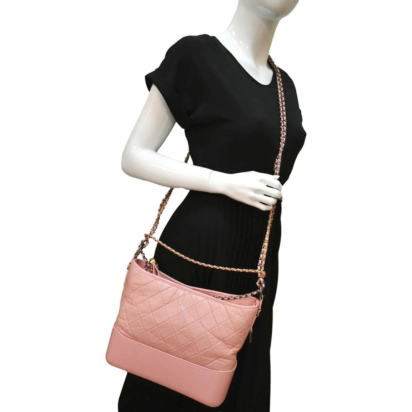 Chanel Gabrielle Aged Leather Calfskin Pink Travel Bag
