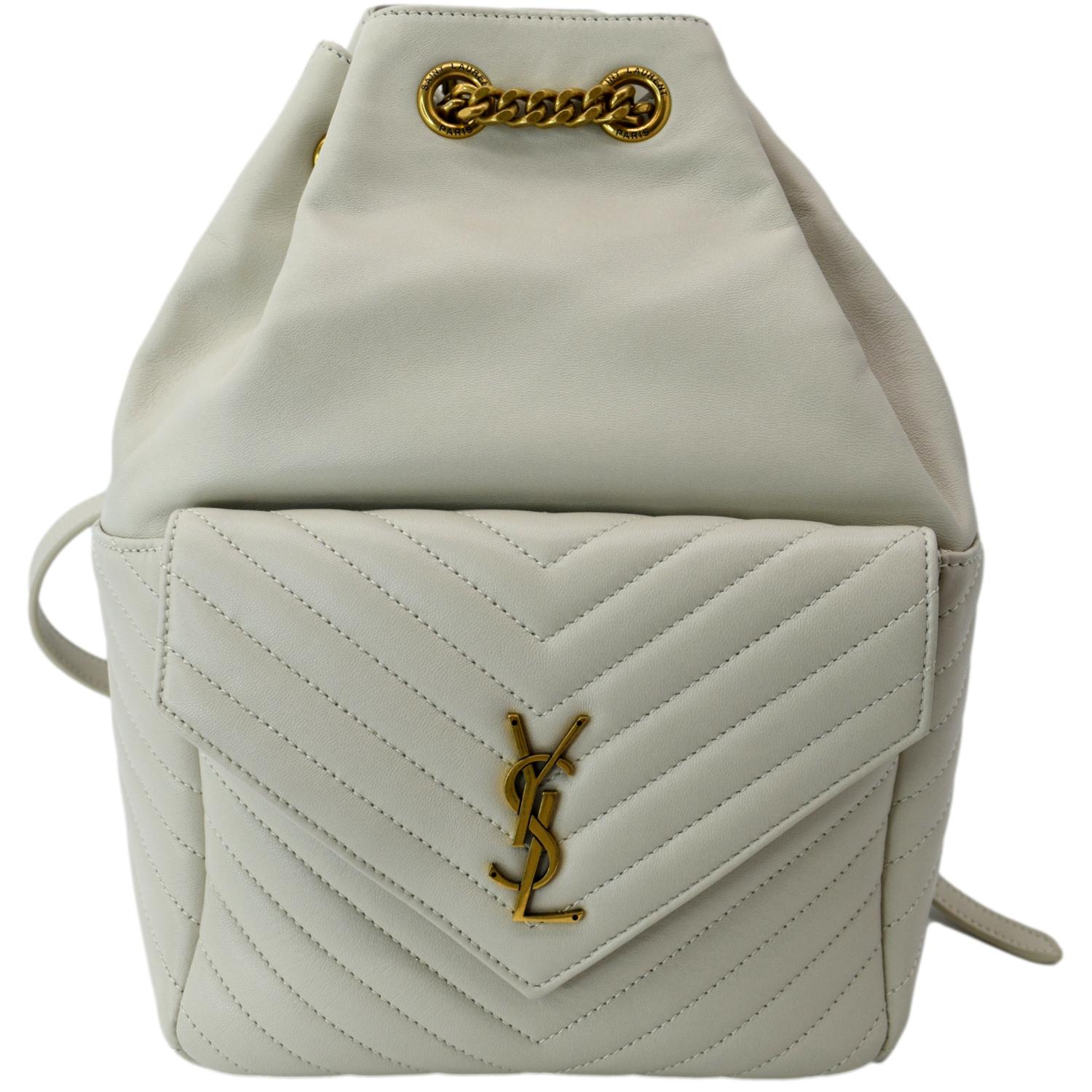 YSL Saint Laurent Saint Joe Lambskin Backpack Bag Blanc Leather