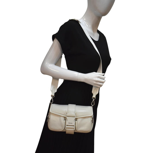 Prada Borsa Pocket Con Nappa Shoulder Bag Leather White