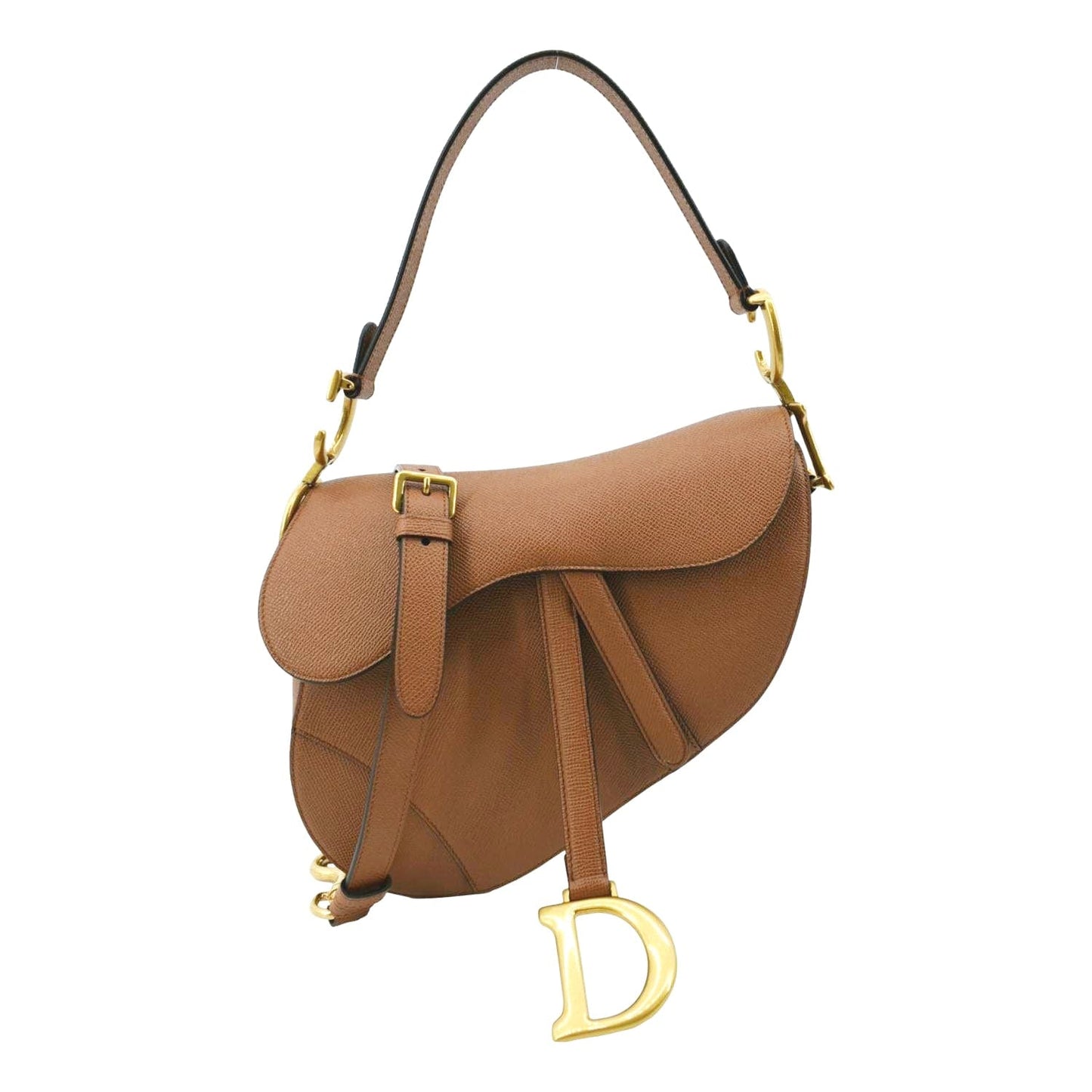 Dior Saddle Grained Calfskin Satchel Bag Cognac Leather