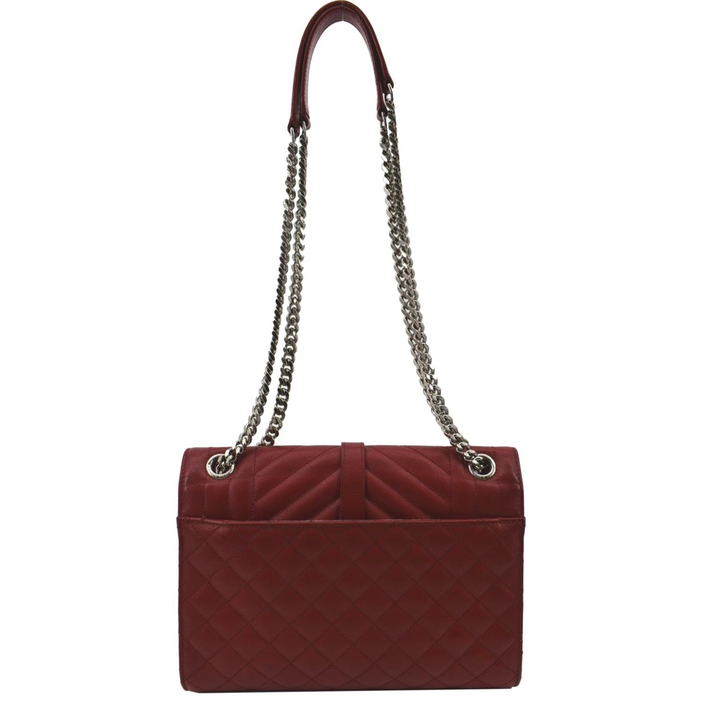 YSL Saint Laurent Yves Envelope Shoulder Bag Leather Matelasse Red Matelasse Envelope Flap