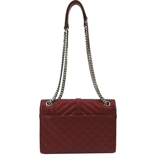 YSL Saint Laurent Yves Envelope Shoulder Bag Leather Matelasse Red Matelasse Envelope Flap