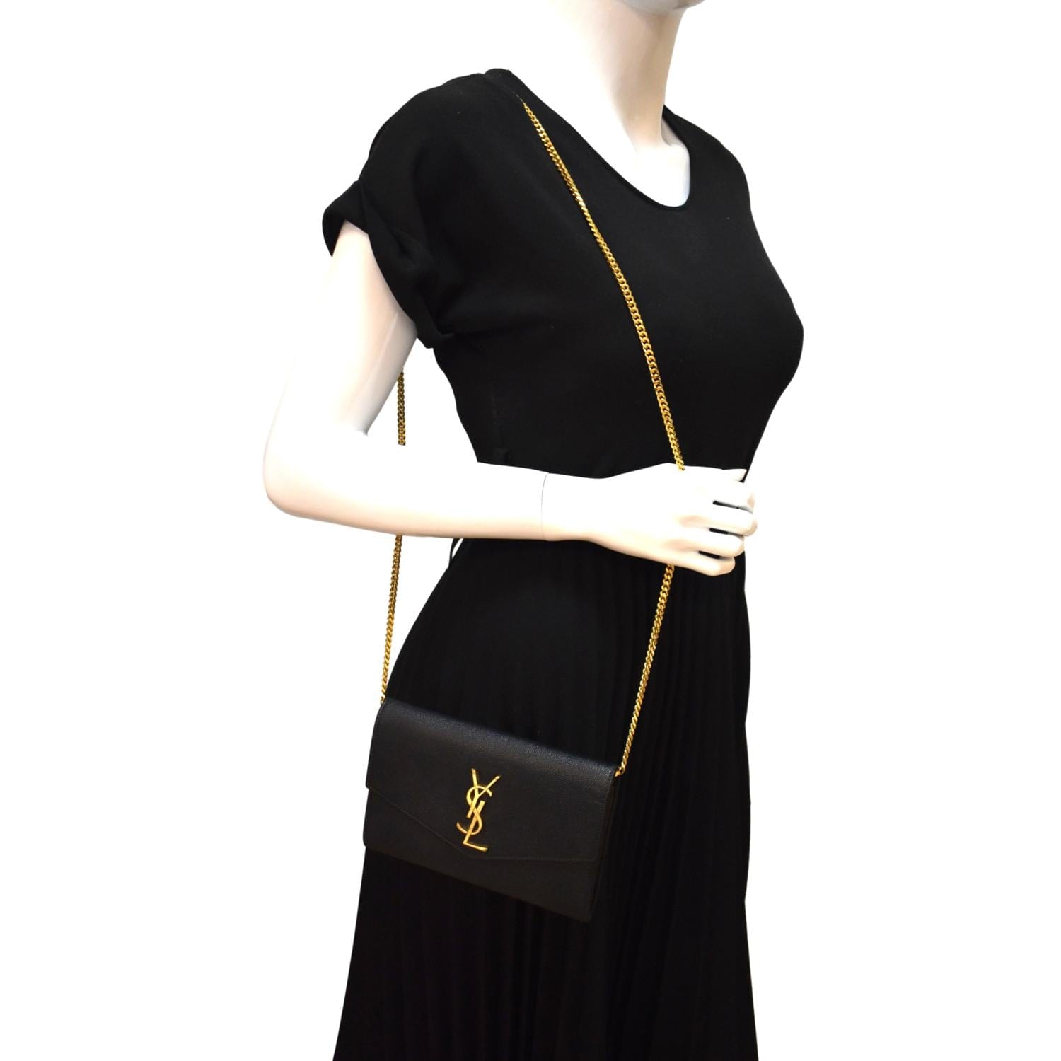 YSL Saint Laurent Saint Uptown Crossbody Wallet Leather Black Crossbody Bag