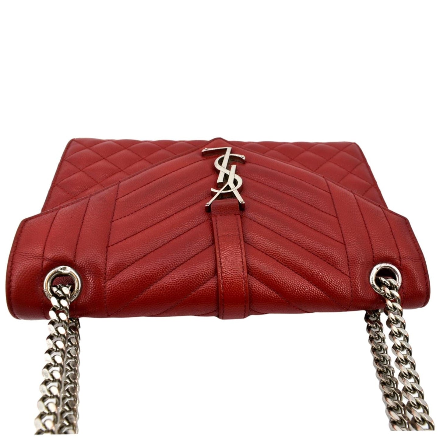 YSL Saint Laurent Yves Envelope Shoulder Bag Leather Matelasse Red Matelasse Envelope Flap