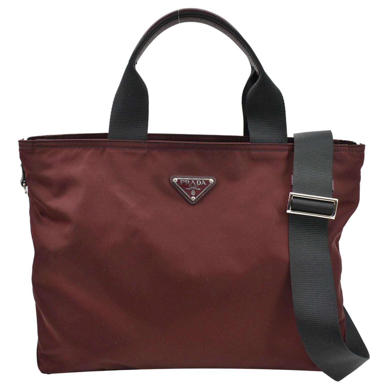 Prada Tote Bag Maroon Nylon Medium