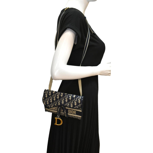 Dior Saddle Oblique Belt Bag Canvas Blue Navy