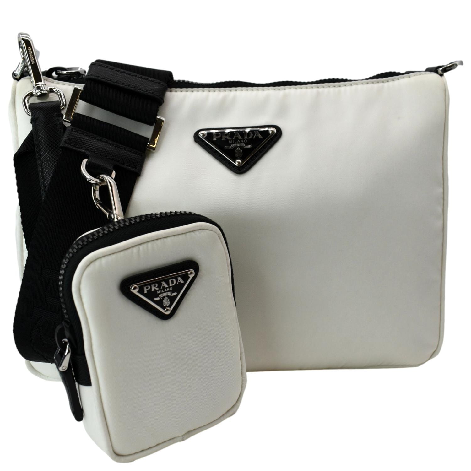 Prada Re Shoulder Bag Leather Nylon White