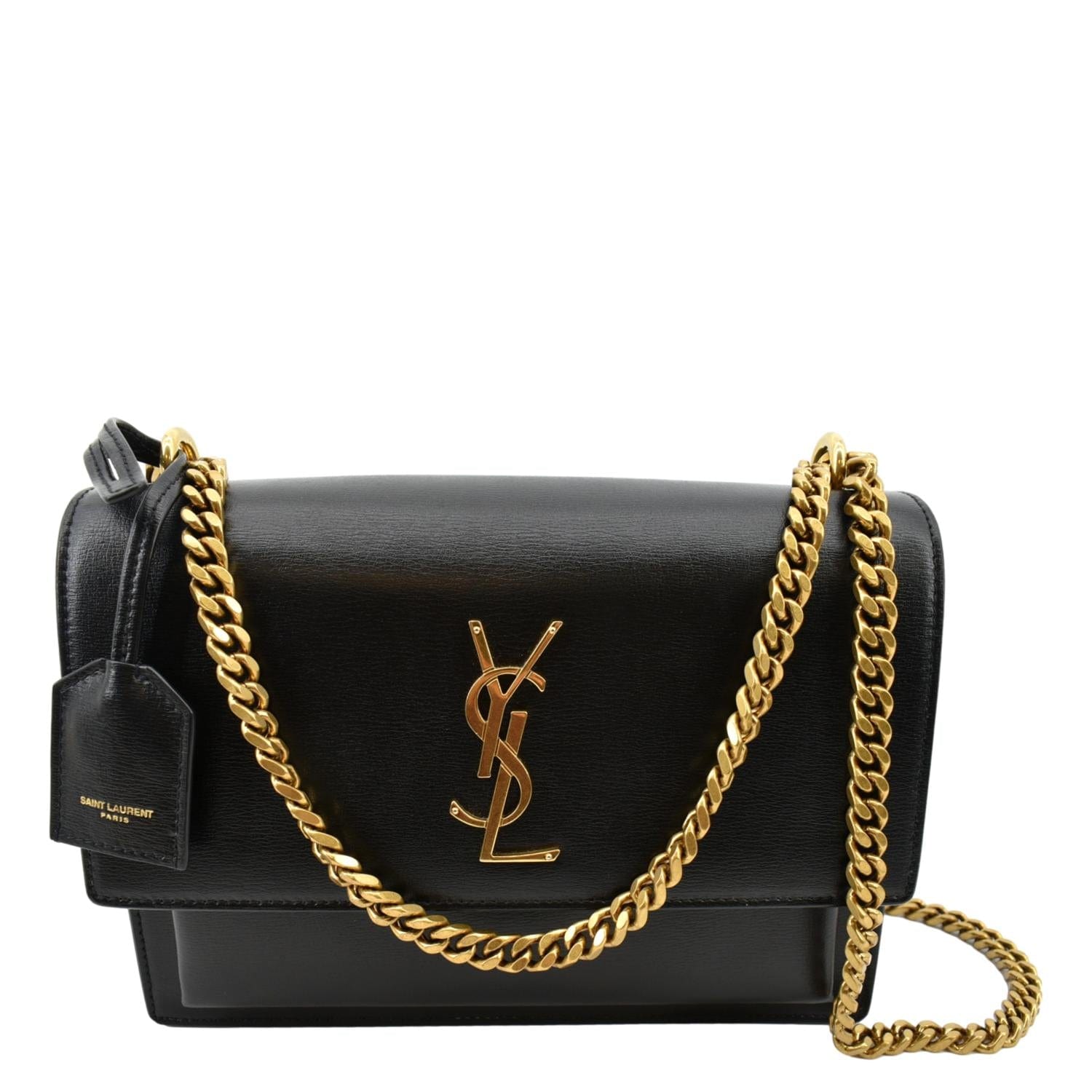 YSL Saint Laurent Yves Sunset Shoulder Bag Leather Monogram Black Sunset Medium 1