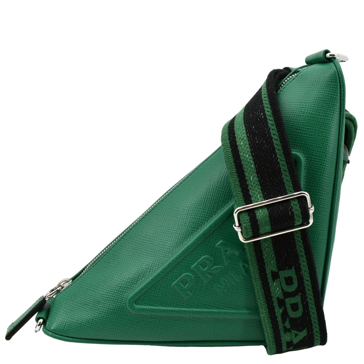 Triangle Saffiano Shoulder Bag Leather Green