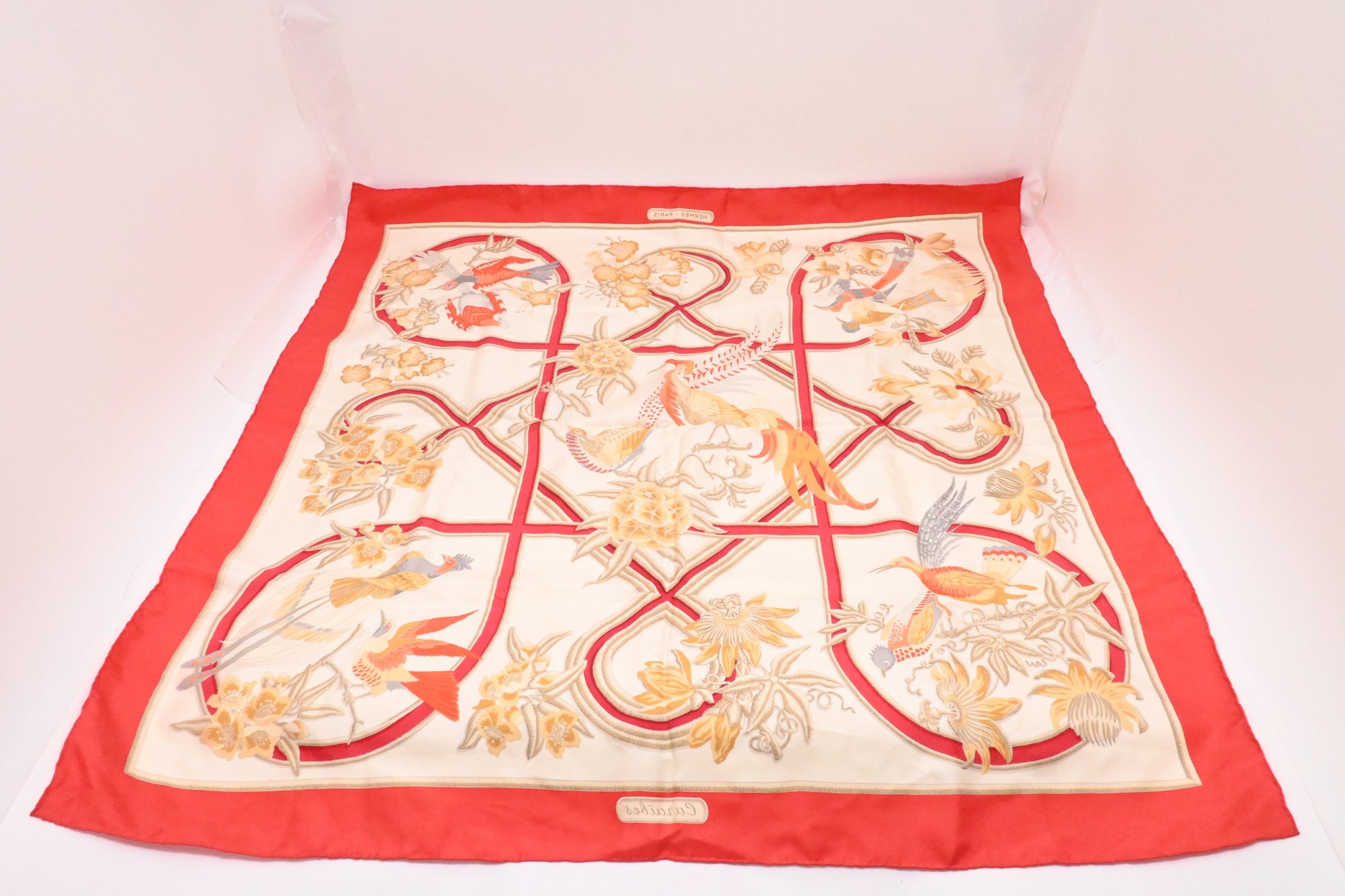 Hermes 'Caraibes' Carre In Light Silk Handbag Red Travel Bag