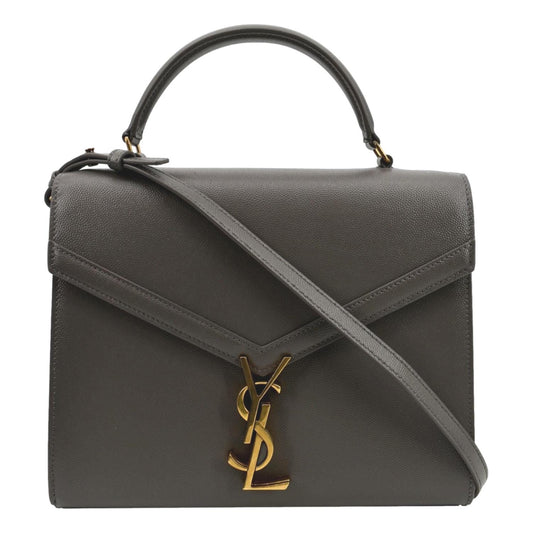 YSL Saint Laurent Yves Cassandra Calfskin Shoulder Bag Fog Leather Medium
