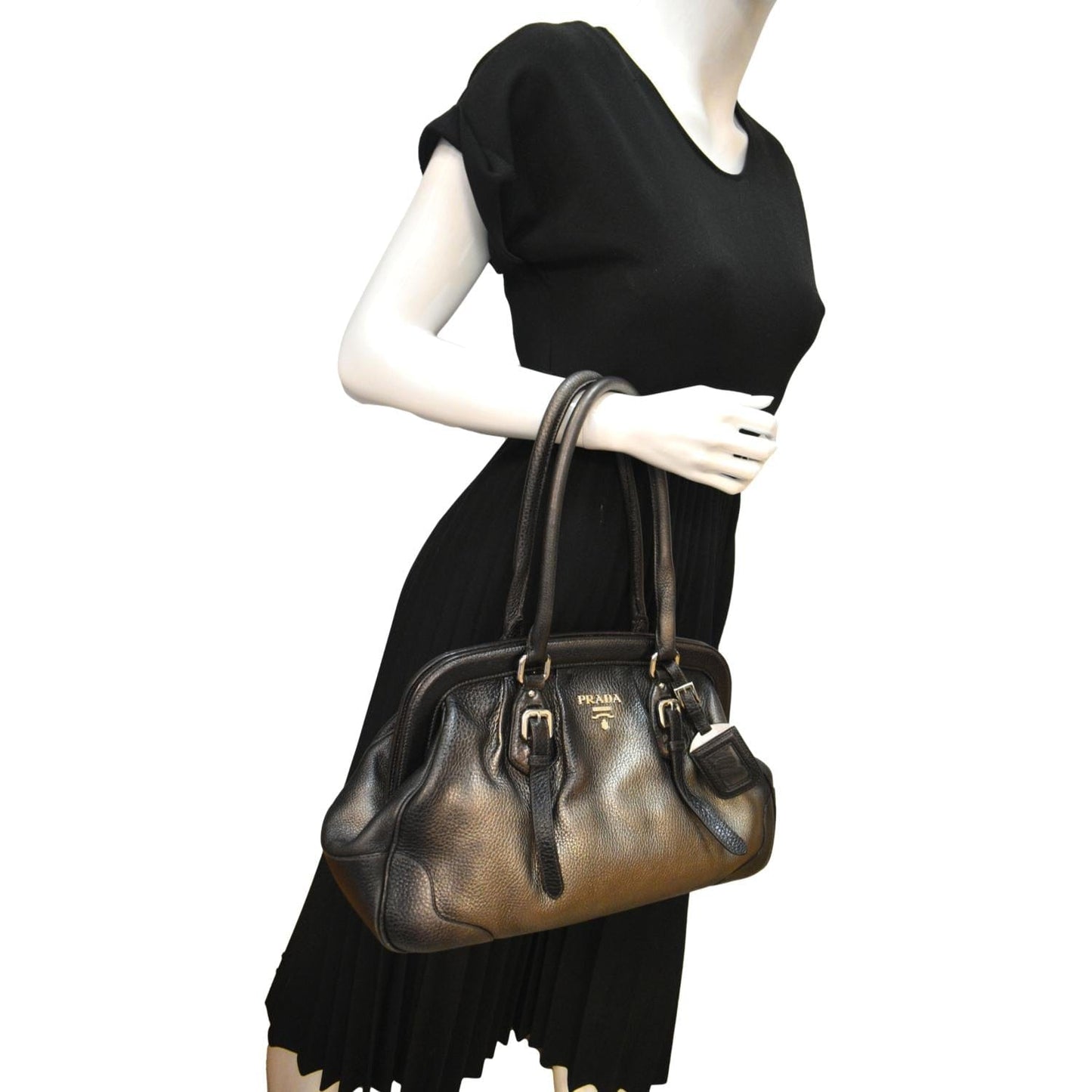 Gradient Antik Frame Satchel Bag Bronze Metallic Leather Travel Bag