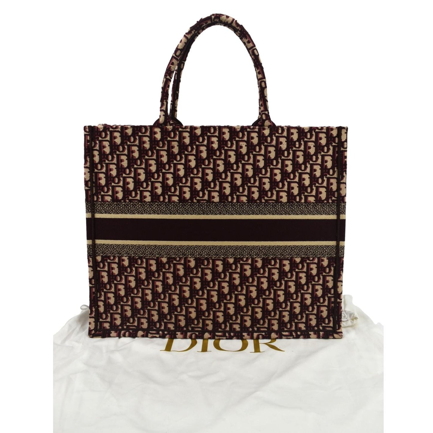 Dior Book Oblique Tote Bag Burgundy Canvas Embroidered