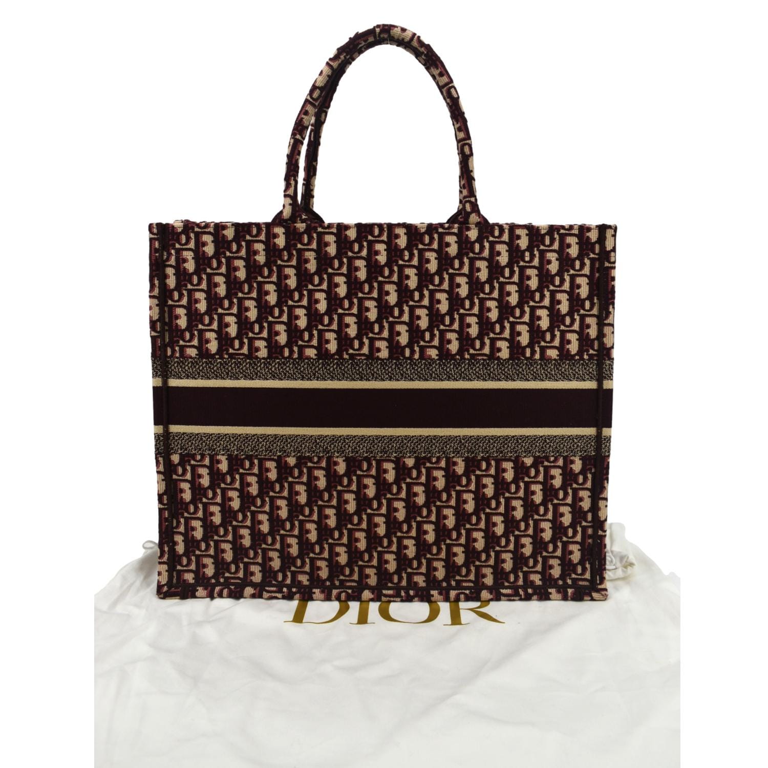 Dior Book Oblique Tote Bag Burgundy Canvas Embroidered