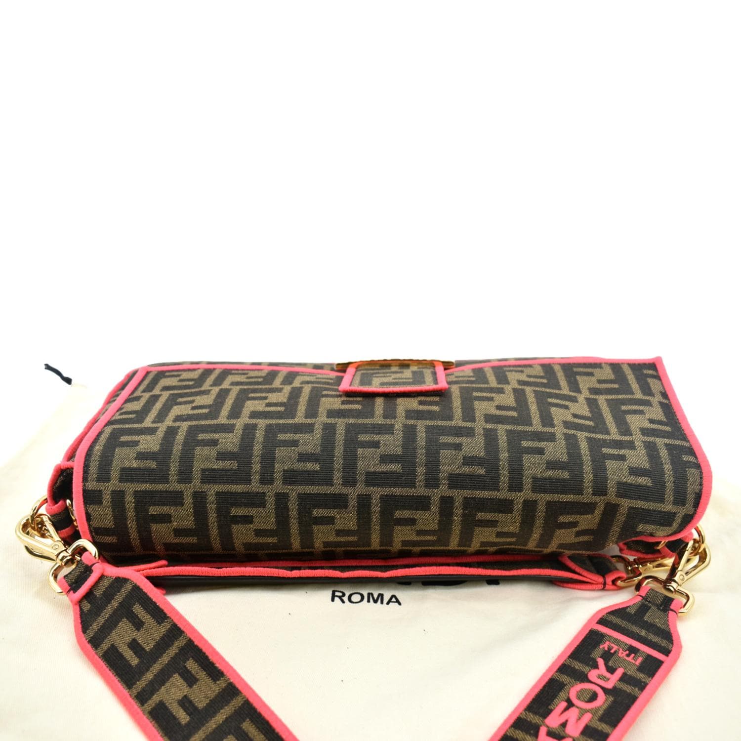 Fendi Ff Roma Jacquard Shoulder Bag Hot Deals Canvas Pink