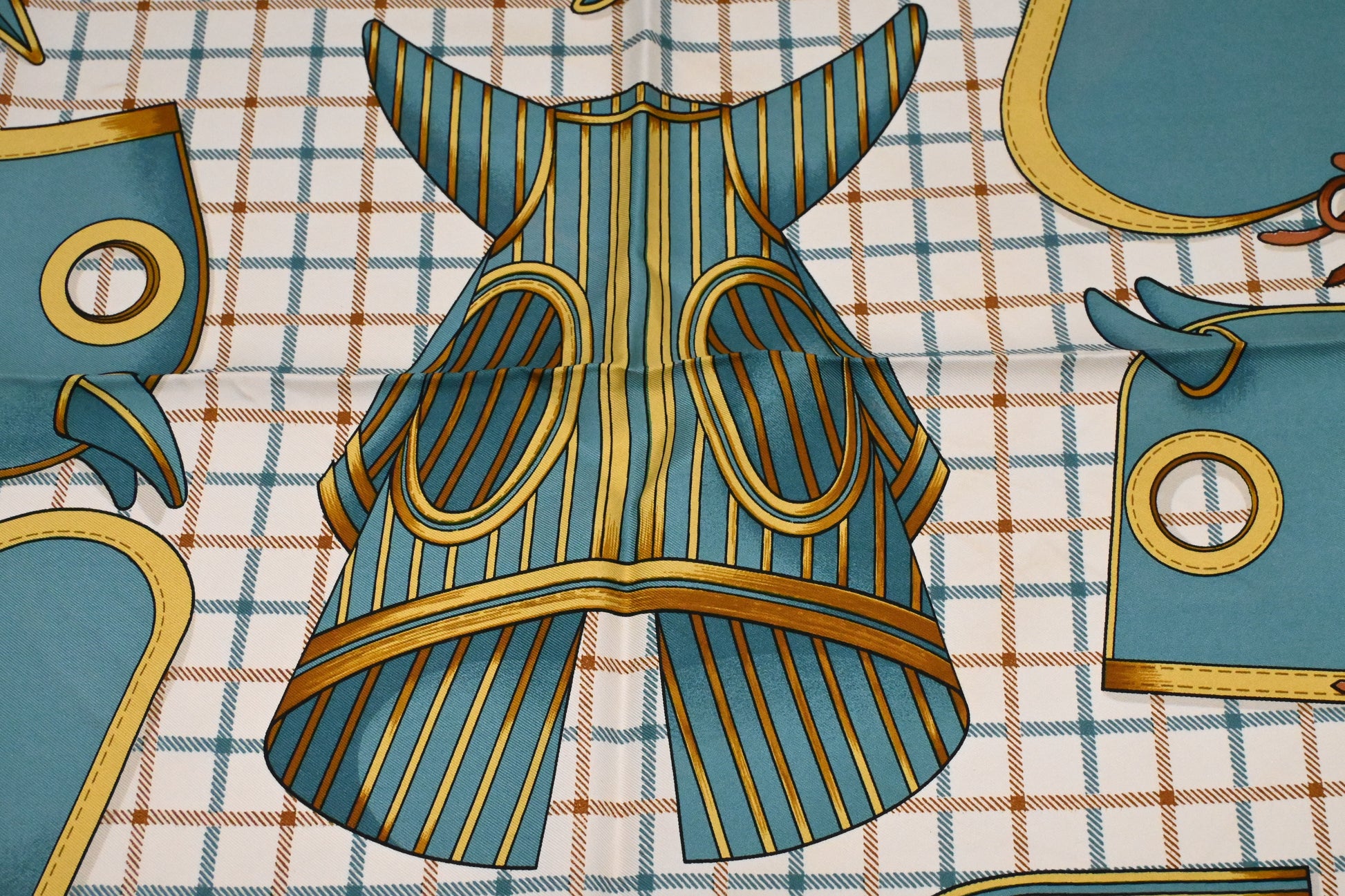 Hermes 'Camails' Carre In Turquoise Silk Handbag Travel Bag