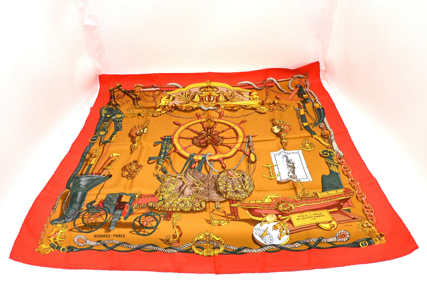 Hermes 'Musée' Carre In Light Silk Handbag Red Travel Bag