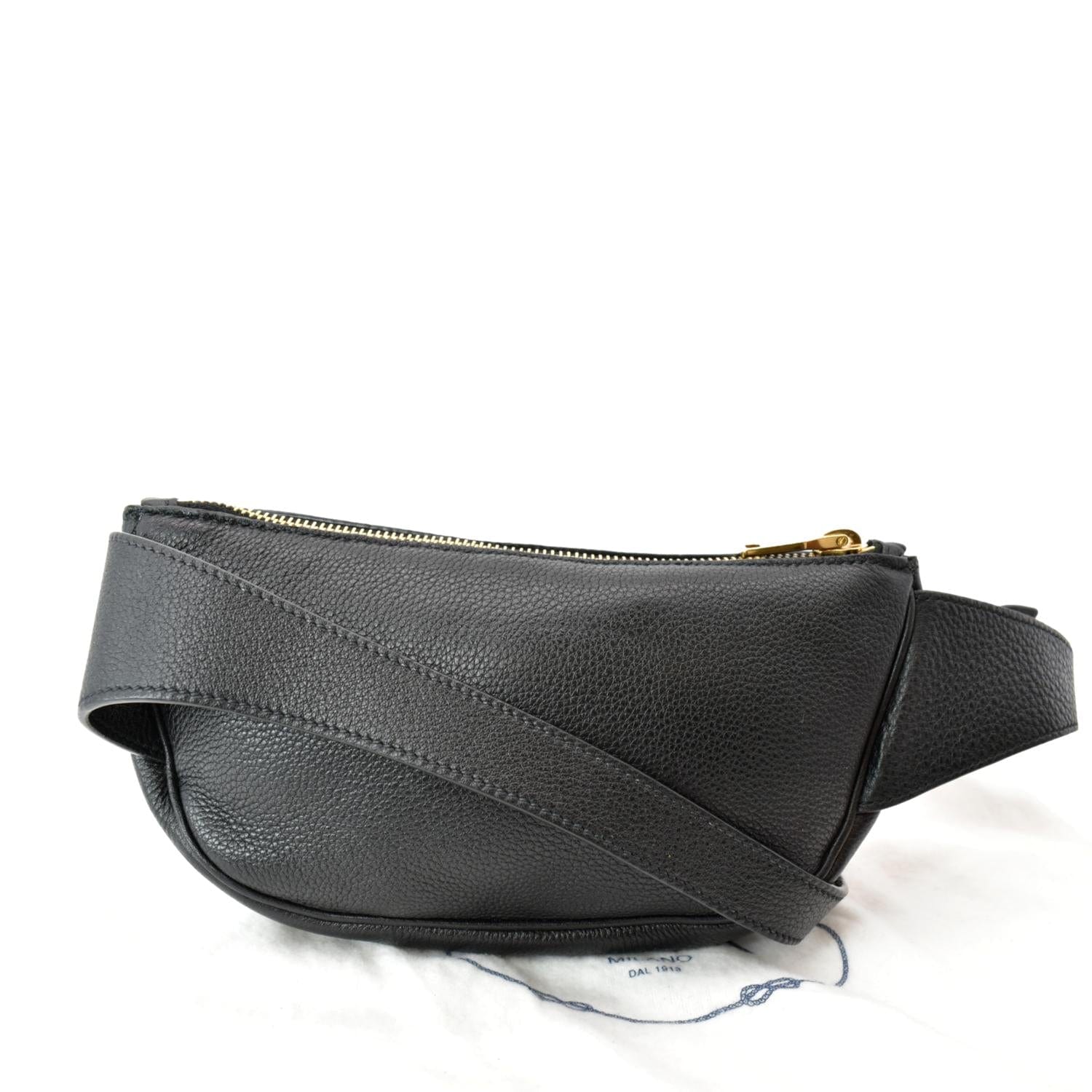 Prada Daino Belt Bag Leather Vitello Black