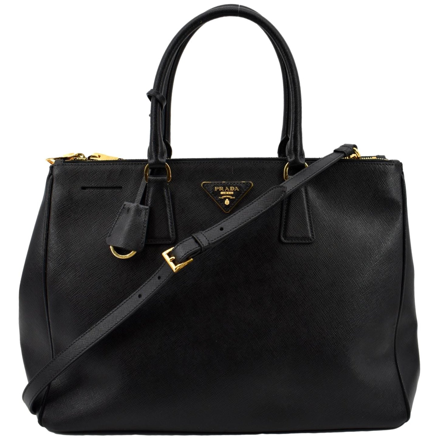 Prada Galleria Tote Shoulder Bag Leather Saffiano Black
