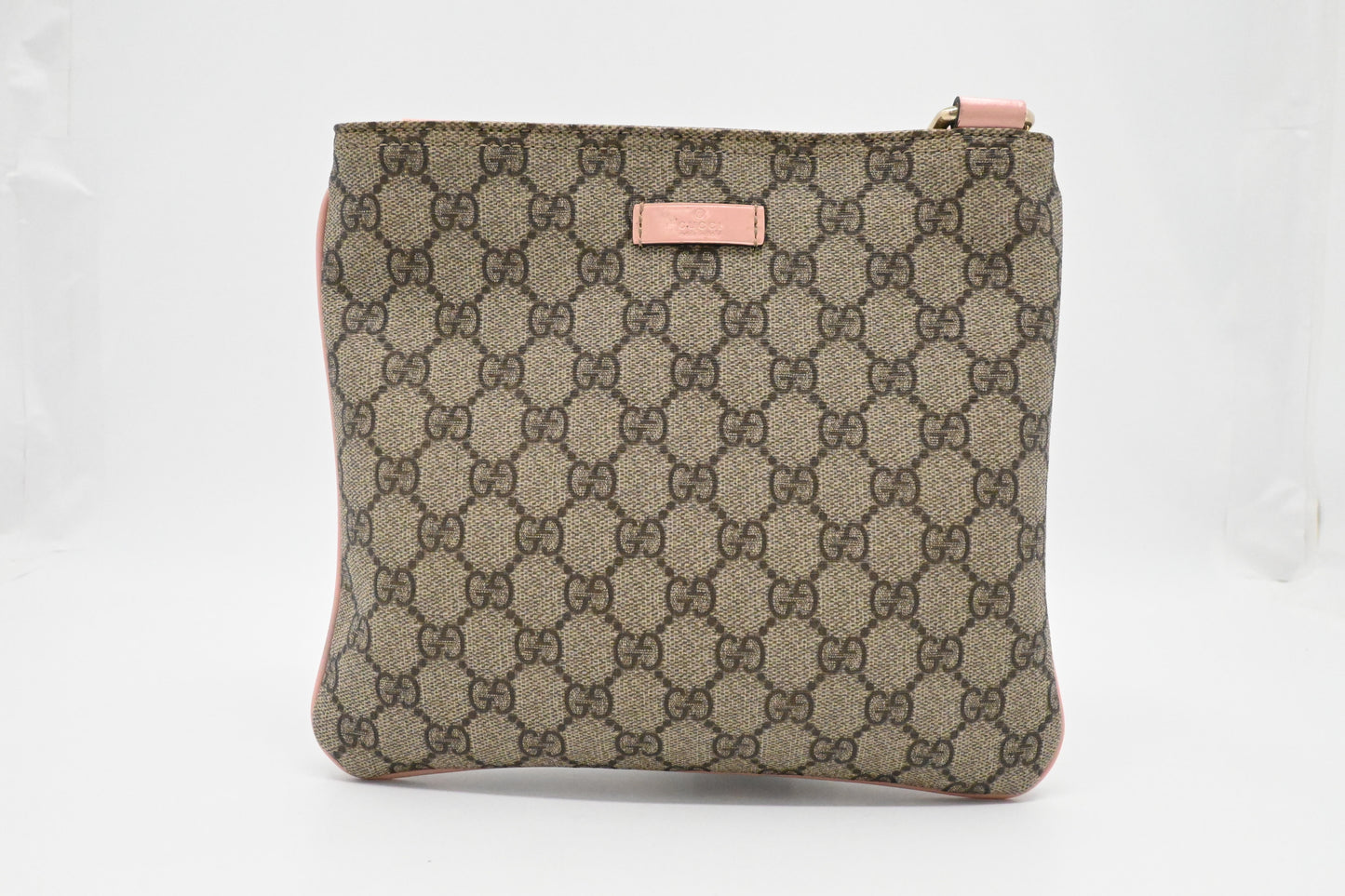 Gucci GG Supreme Pink Leather Canvas Patent Crossbody Bag