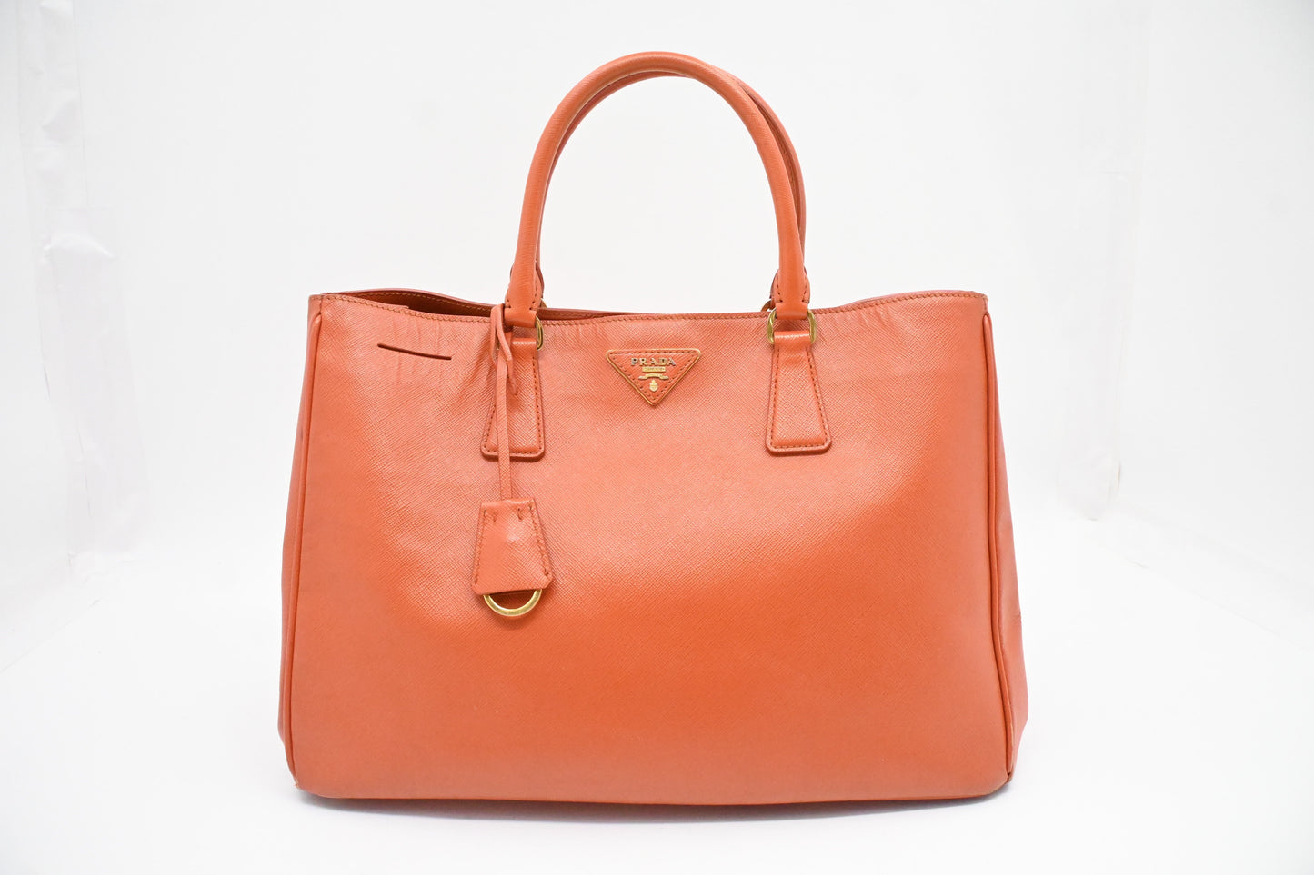 Prada Galleria In Orange Saffiano Handbag Leather Large Travel Bag