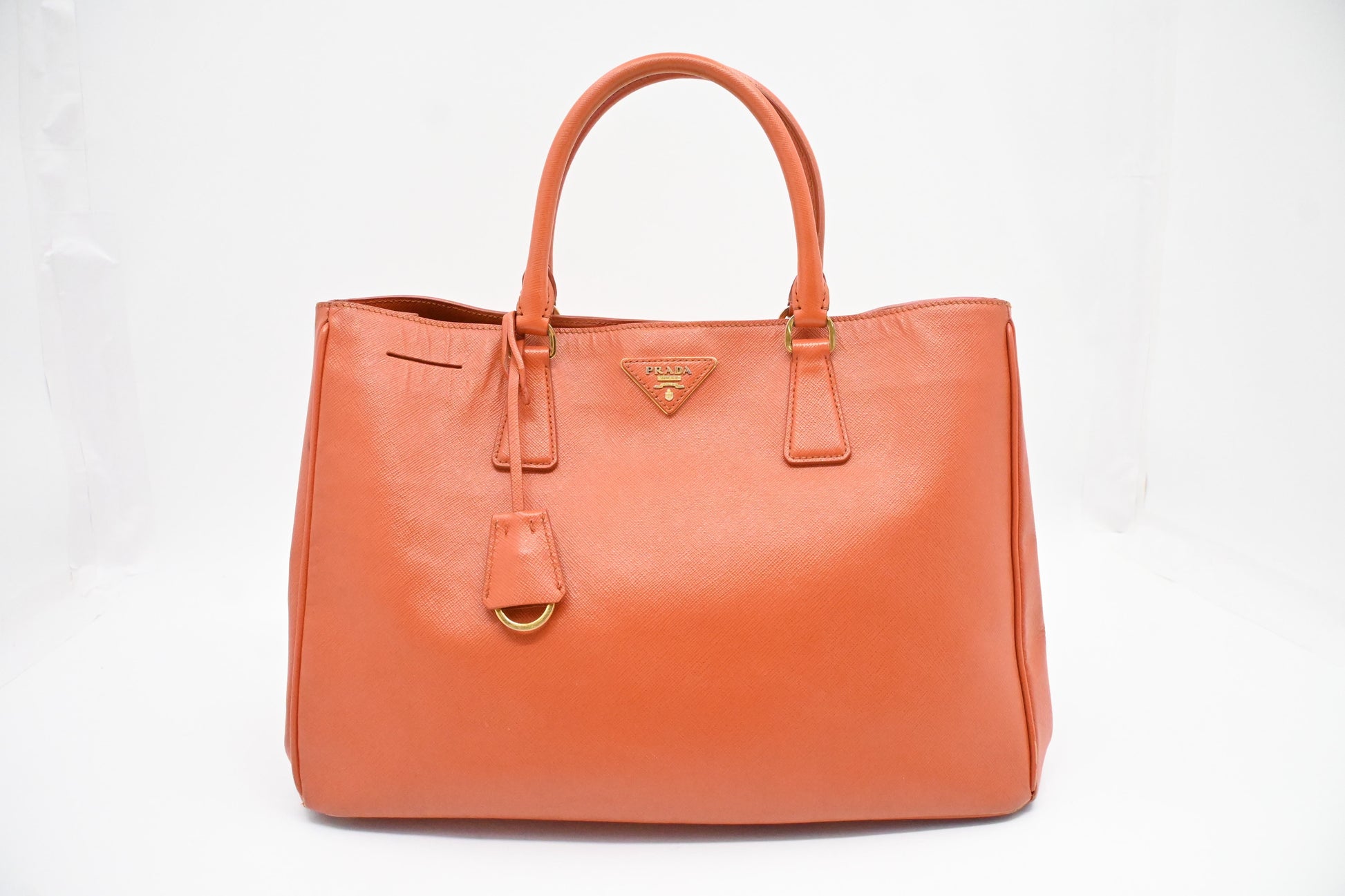 Prada Galleria In Orange Saffiano Handbag Leather Large Travel Bag