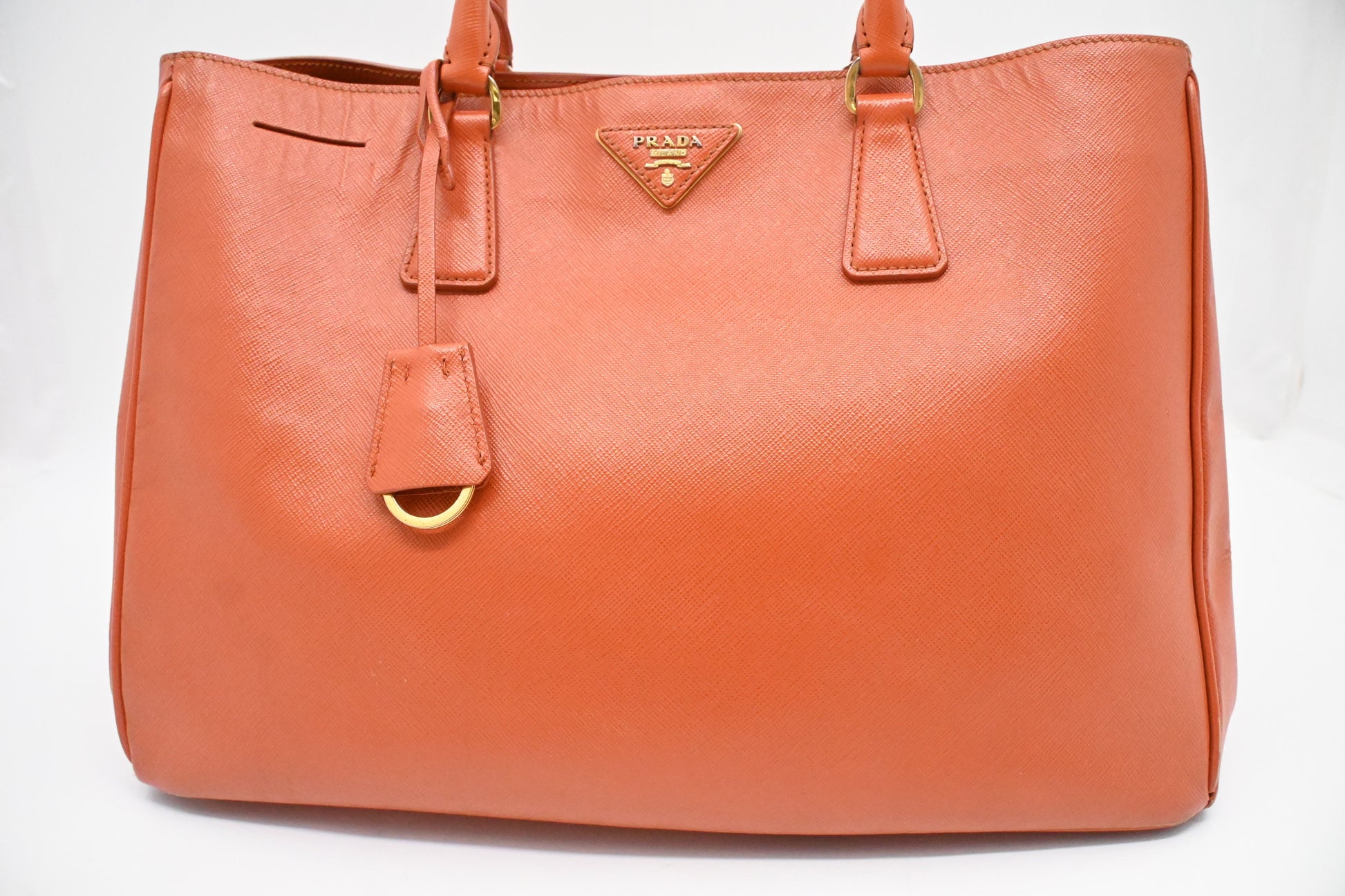 Prada Galleria In Orange Saffiano Handbag Leather Large Travel Bag