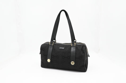 Gucci Horsebit Canvas Black Shoulder Bag